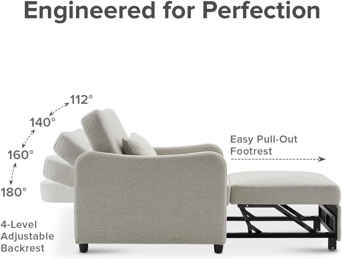 4-in-1 Convertible Sleeper Chair | Pull-Out Sofa Bed with Adjustable Backrest