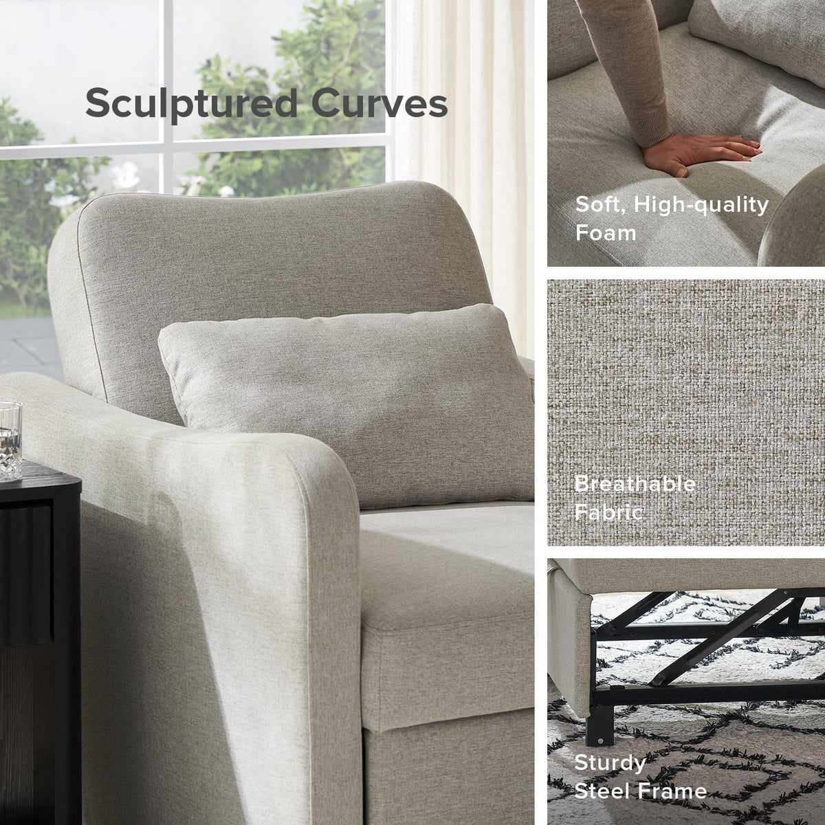 4-in-1 Convertible Sleeper Chair | Pull-Out Sofa Bed with Adjustable Backrest