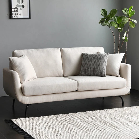 Modern Nordic 2-Seater Fabric Sofa | Scandinavian Upholstered Living Room Couch