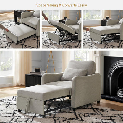 4-in-1 Convertible Sleeper Chair | Pull-Out Sofa Bed with Adjustable Backrest