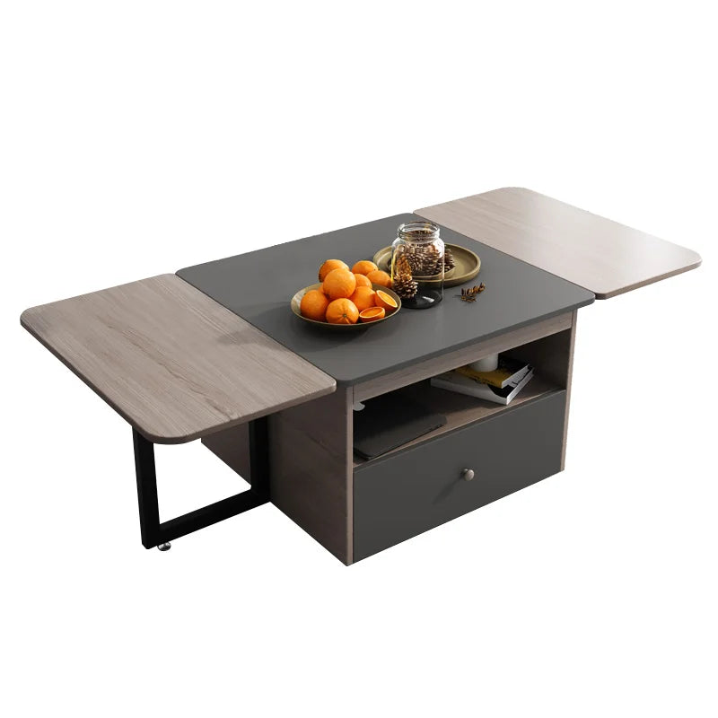 Foldable Tea Table with Storage | Multi-functional Coffee Table & Stool Set