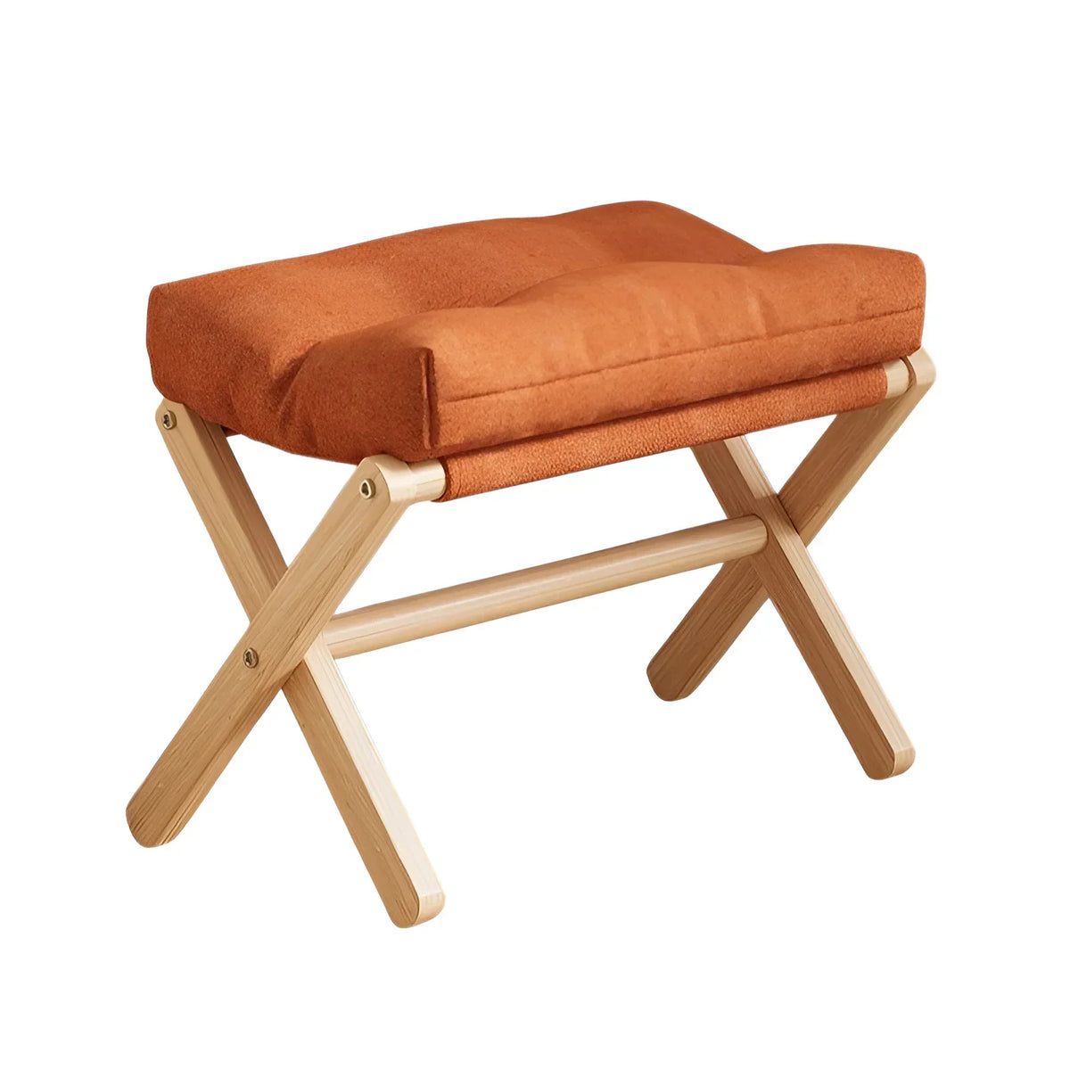 Wooden Foldable Footstool with Plush Cushion | Living Room & Entryway Ottoman