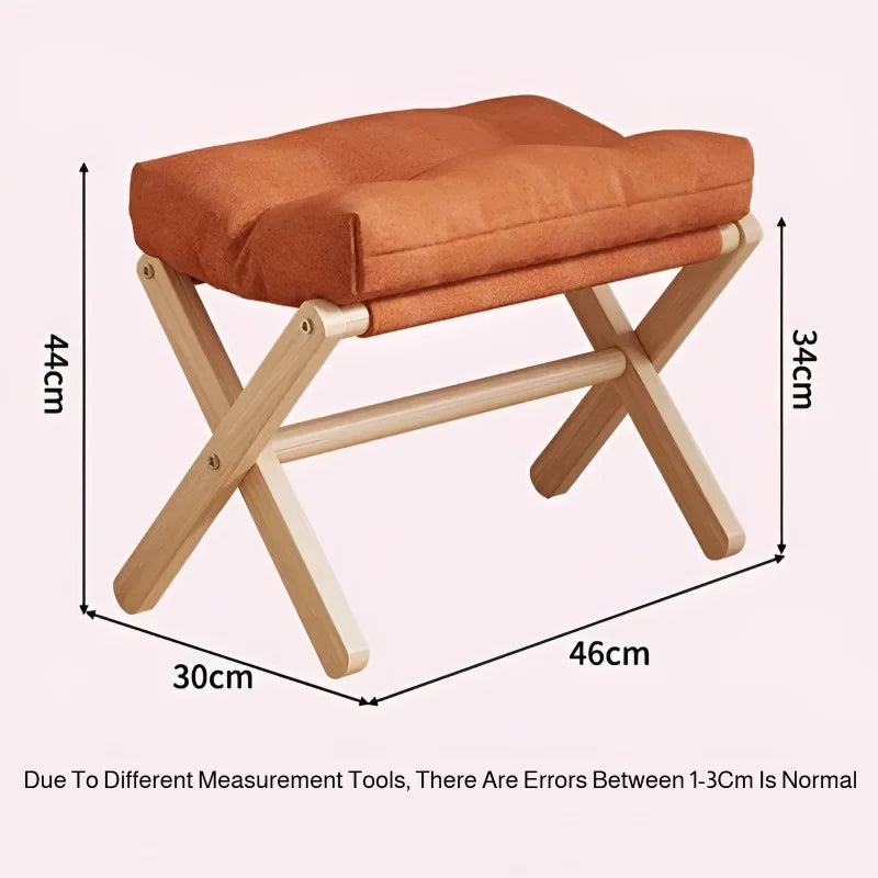 Wooden Foldable Footstool with Plush Cushion | Living Room & Entryway Ottoman