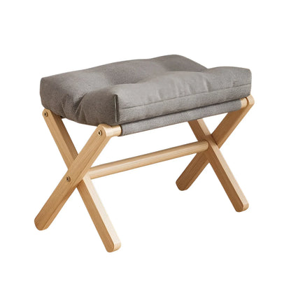 Wooden Foldable Footstool with Plush Cushion | Living Room & Entryway Ottoman
