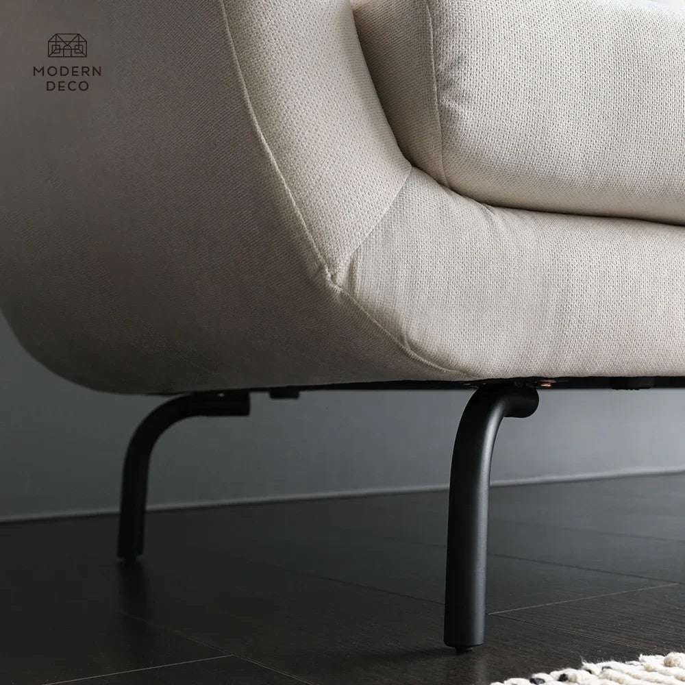 Modern Nordic 2-Seater Fabric Sofa | Scandinavian Upholstered Living Room Couch