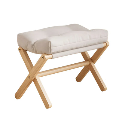 Wooden Foldable Footstool with Plush Cushion | Living Room & Entryway Ottoman