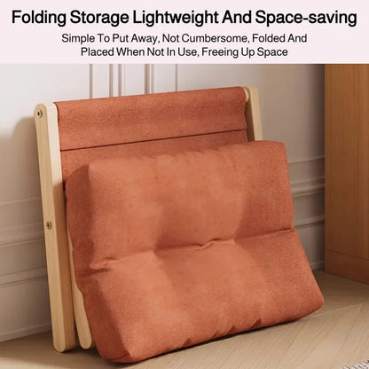 Wooden Foldable Footstool with Plush Cushion | Living Room & Entryway Ottoman