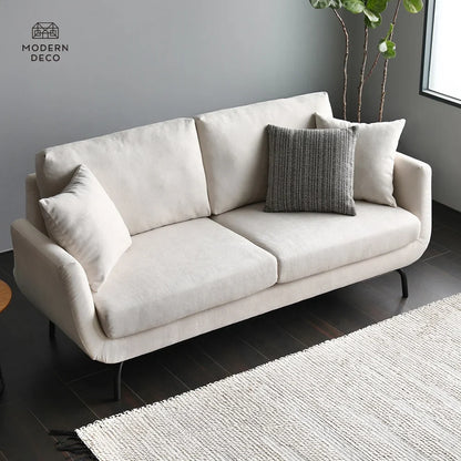 Modern Nordic 2-Seater Fabric Sofa | Scandinavian Upholstered Living Room Couch