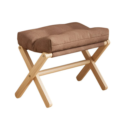 Wooden Foldable Footstool with Plush Cushion | Living Room & Entryway Ottoman