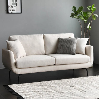 Modern Nordic 2-Seater Fabric Sofa | Scandinavian Upholstered Living Room Couch