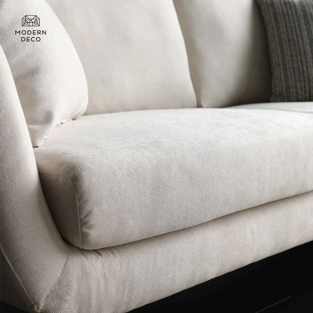 Modern Nordic 2-Seater Fabric Sofa | Scandinavian Upholstered Living Room Couch